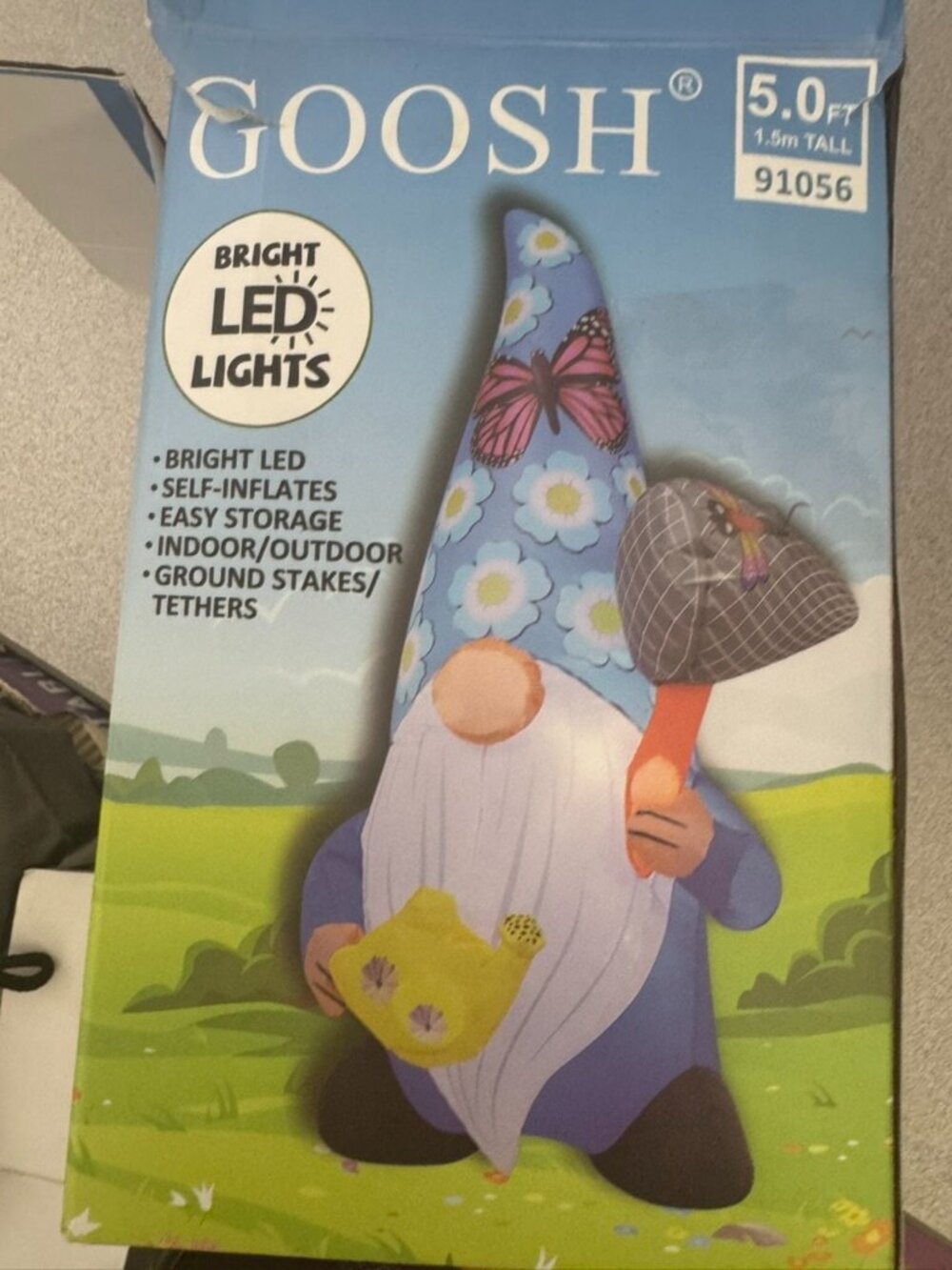 5ft GOOSH Inflatable Spring Easter Gnome - Picture 2 of 2